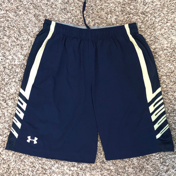 Navy Academy Blue and vegas gold Under Armour shorts - Picture 2 of 4
